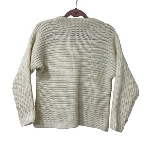 Baxter & Wells Womens Sz Medium Petite Chunky Knit Mock Neck White Sweater Vtg